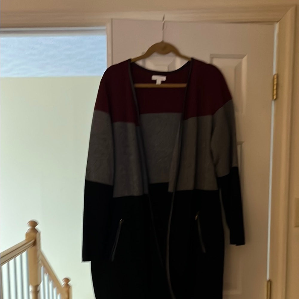 Chic Black and Gray Textured Knit Cardigan